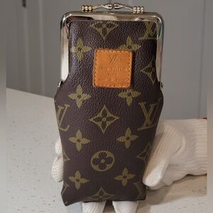 Rare Vintage 1989 Louis Vuitton Brown and Gold Monogram Glasses Case